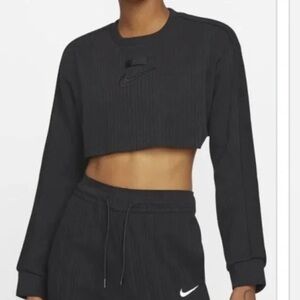 Nike crop top black ribbed ssense street modern sporty chic small